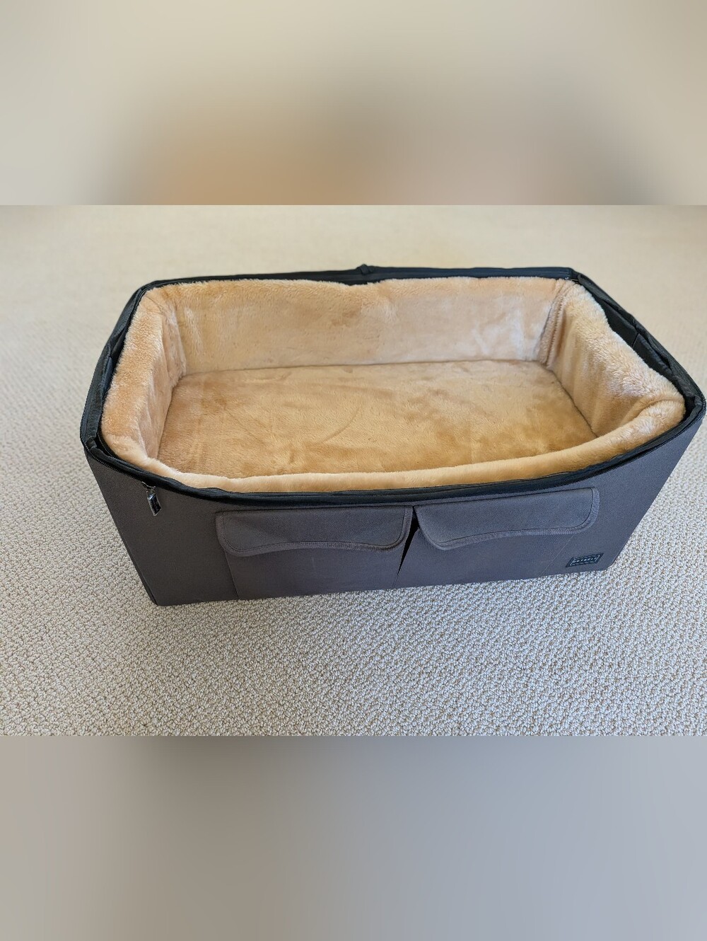 Petfit Plush Tan Lined Pet Bed with Gray Exterior